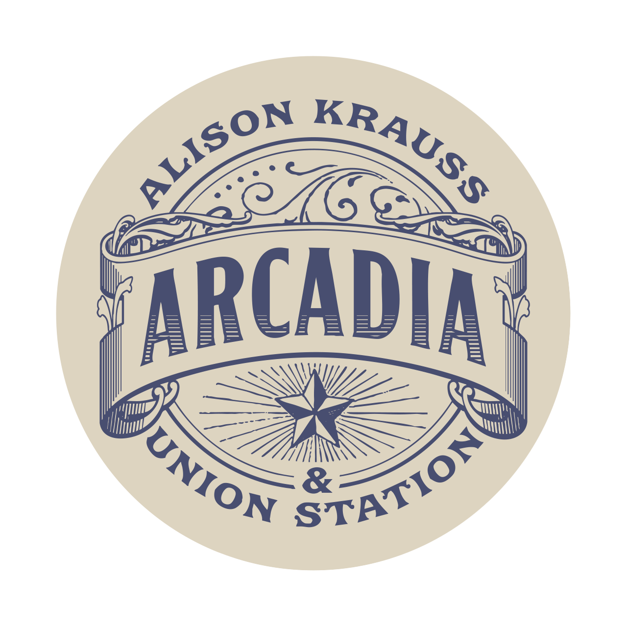 Arcadia Beige Round Sticker